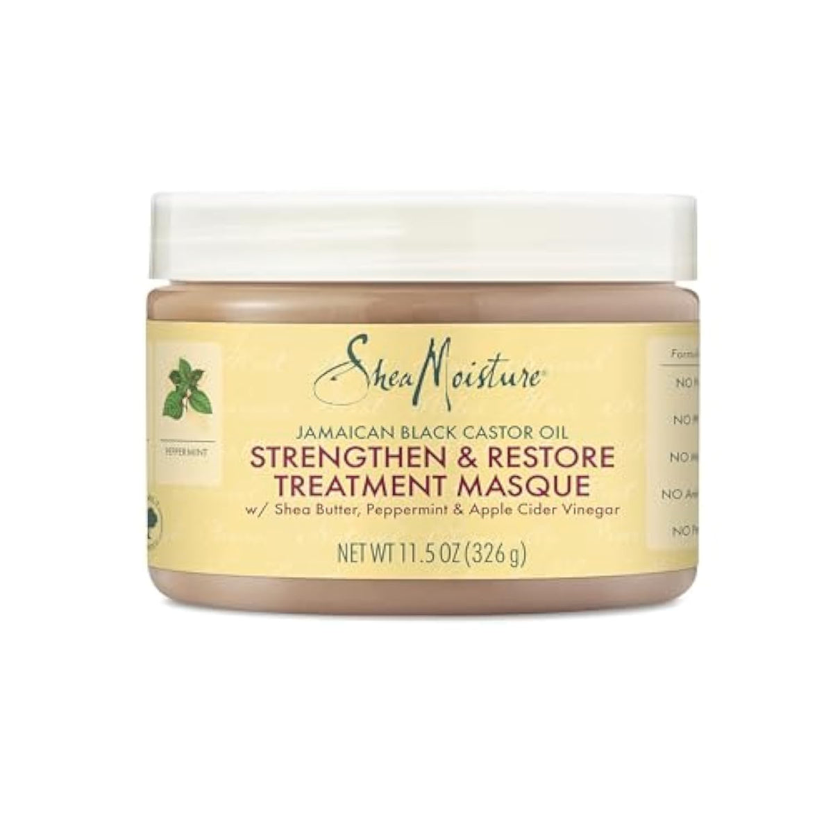 shea butter, peppermint, restores hair, and strengthens. Helps hair grow.
