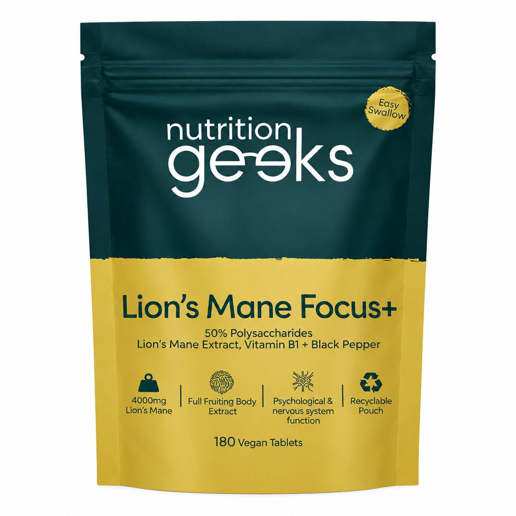 Nutrition Geeks Lion’s Mane Focus+ – 180 Vegan Tablets