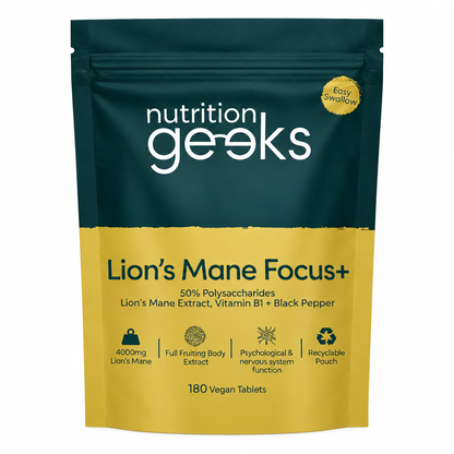 Nutrition Geeks Lion’s Mane Focus+ – 180 Vegan Tablets